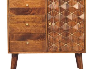 Chestnut Cubed Brass Inlay Cabinet