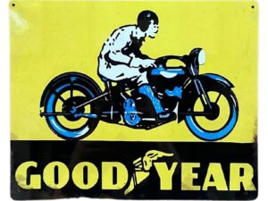 Metal Advertising Wall Sign - Good Year Tyre Motorbike