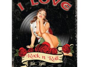 Large Metal Sign 60 x 49.5cm Music I LOVE ROCK AND ROLL