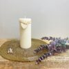 Large Cream Ridged Pillar Candle with Heart Decoration
