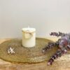Small Cream Ridged Pillar Candle with Heart Decoration