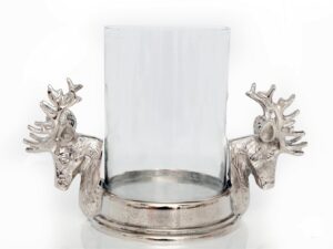 Stag Double Head Pillar Candle Holder