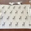 Set of 2 Grey Stag Print Fabric Placemats