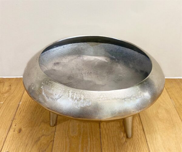Silver Metal Planter/Bowl With Feet