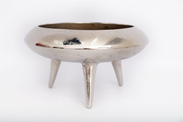 Silver Metal Planter/Bowl With Feet