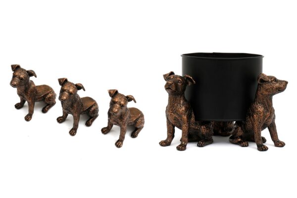Set of Three Bronze Dog Pot Risers