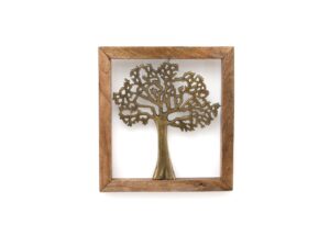 Gold Wall Hanging Tree In Wooden Frame