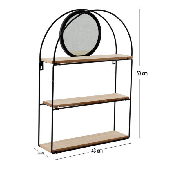 Black Metal 3 Shelves with Mirror